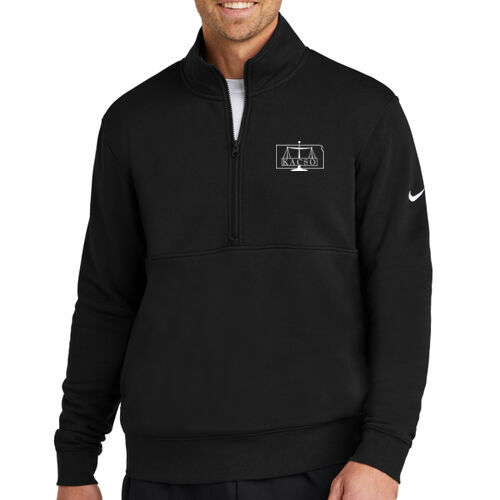E1 - Nike NKDX 6718 Adult Club Fleece Sleeve Swoosh 1/2 Zip Thumbnail
